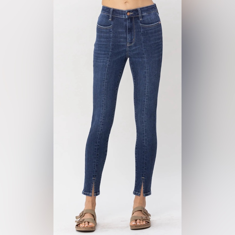 NWT Judy Blue skinny jeans high waisted dark wash front seam split ankle 9/29